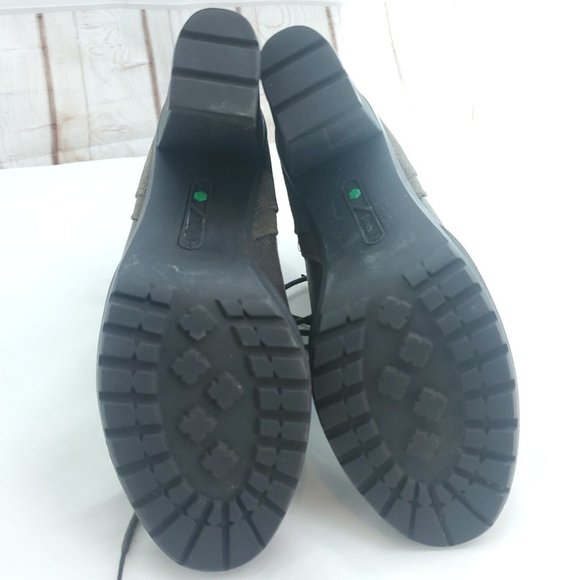 Timberland Womens Brown Leather Olive Suede Accent Block Heel Booties Si… - Picture 7 of 11